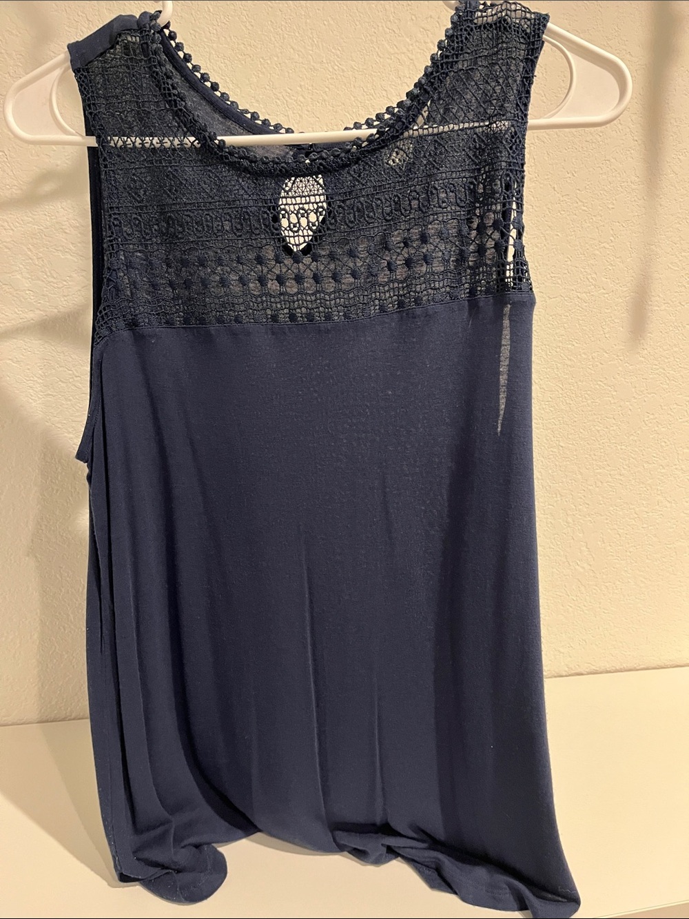 H&M Navy Crochet Yoke Tank Top